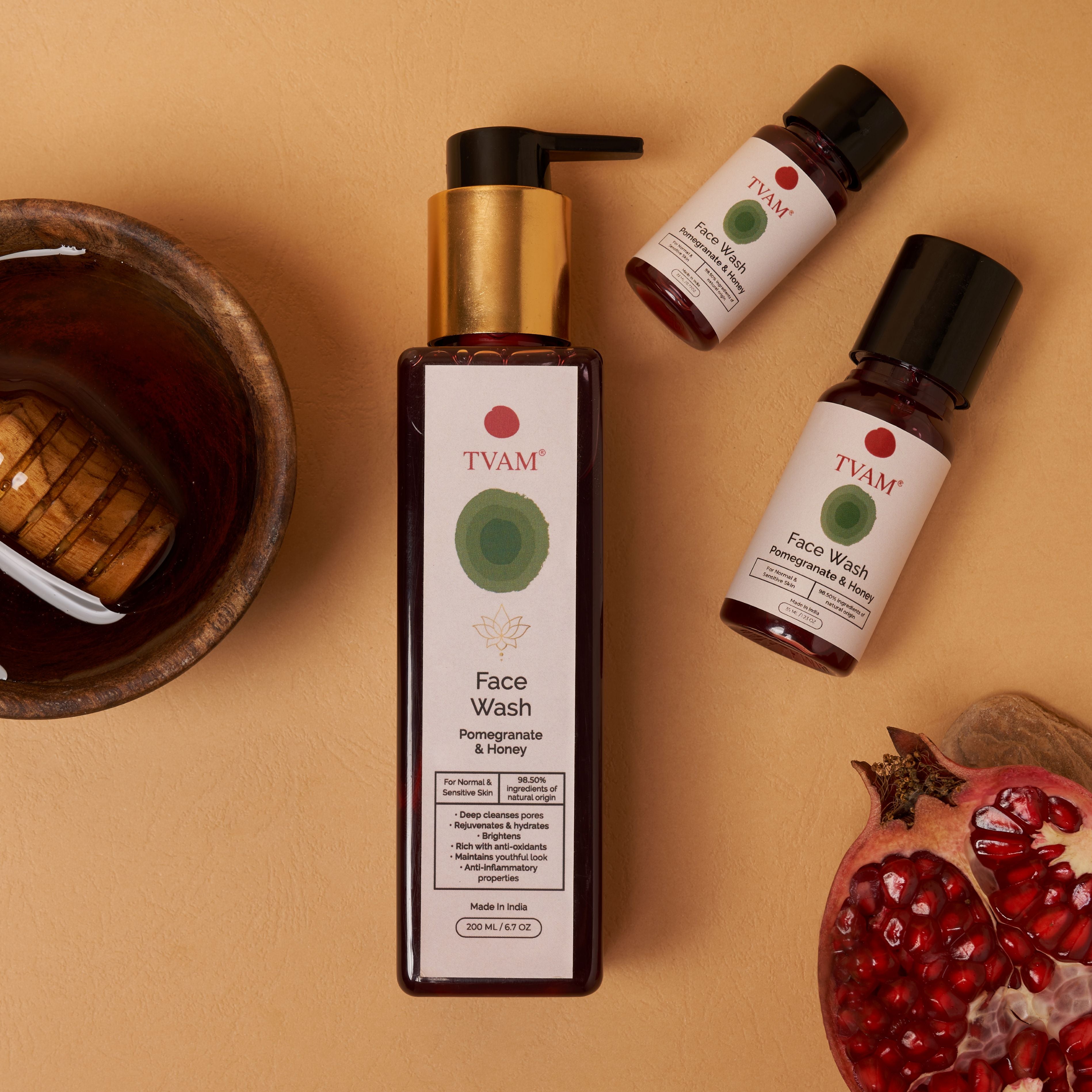 All Natural Face Wash - Pomegranate & Honey for Normal & Sensitive Skin